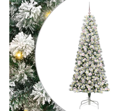 Mākslīgā Saliekamā Ziemassvētku Egle Zaļš Un Balts 180 Cm Pvc Vidaxl