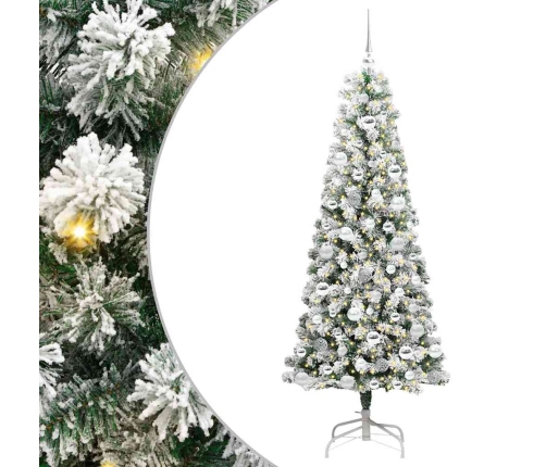 Mākslīgā Saliekamā Ziemassvētku Egle Zaļš Un Balts 180 Cm Pvc Vidaxl