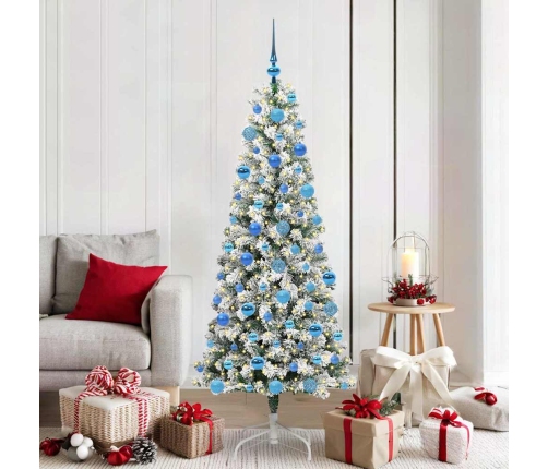 Mākslīgā Saliekamā Ziemassvētku Egle Zaļš Un Balts 180 Cm Pvc Vidaxl