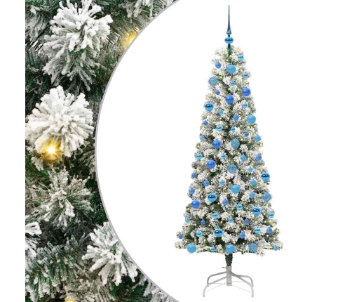 Mākslīgā Saliekamā Ziemassvētku Egle Zaļš Un Balts 180 Cm Pvc Vidaxl