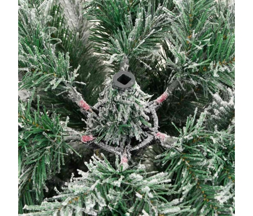 Mākslīgā Saliekamā Ziemassvētku Egle Zaļš Un Balts 210 Cm Pvc Vidaxl