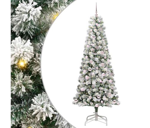 Mākslīgā Saliekamā Ziemassvētku Egle Zaļš Un Balts 210 Cm Pvc Vidaxl