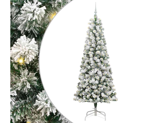 Mākslīgā Saliekamā Ziemassvētku Egle Zaļš Un Balts 210 Cm Pvc Vidaxl