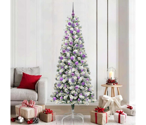 Mākslīgā Saliekamā Ziemassvētku Egle Zaļš Un Balts 210 Cm Pvc Vidaxl