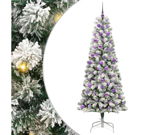 Mākslīgā Saliekamā Ziemassvētku Egle Zaļš Un Balts 210 Cm Pvc Vidaxl