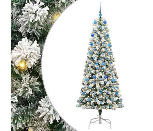 Mākslīgā Saliekamā Ziemassvētku Egle Zaļš Un Balts 210 Cm Pvc Vidaxl