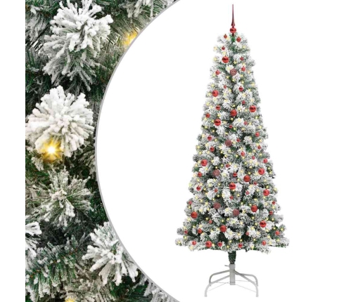 Mākslīgā Saliekamā Ziemassvētku Egle Zaļš Un Balts 240 Cm Pvc Vidaxl