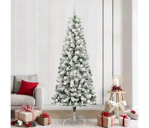 Mākslīgā Saliekamā Ziemassvētku Egle Zaļš Un Balts 240 Cm Pvc Vidaxl