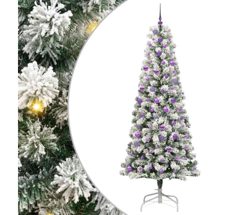 Mākslīgā Saliekamā Ziemassvētku Egle Zaļš Un Balts 240 Cm Pvc Vidaxl