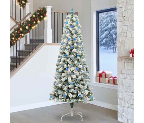 Mākslīgā Saliekamā Ziemassvētku Egle Zaļš Un Balts 240 Cm Pvc Vidaxl