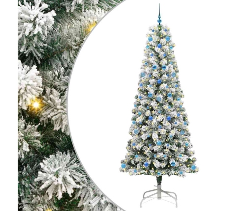 Mākslīgā Saliekamā Ziemassvētku Egle Zaļš Un Balts 240 Cm Pvc Vidaxl