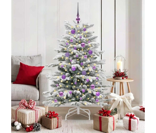 Mākslīgā Saliekamā Ziemassvētku Egle Balts 150 Cm Pe Un Pvc Vidaxl