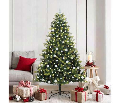 Mākslīgais Locītais Ziemassvētku Eglīte Ar 300 Led Gaismām Vidaxl