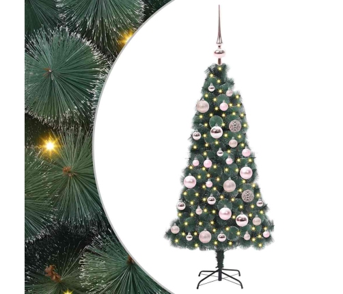 Mākslīgais Iepriekš Iluminētais Ziemassvētku Koks Ar Bumbiņu Komplektu Vidaxl