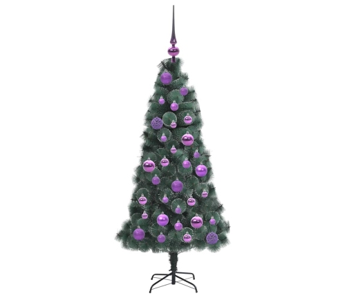 Mākslīgā Iepriekš Apgaismota Ziemassvētku Egle Ar Bumbiņu Komplektu Vidaxl