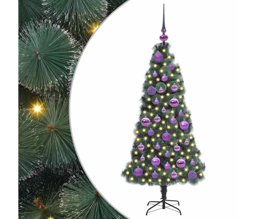 Mākslīgā Iepriekš Apgaismota Ziemassvētku Egle Ar Bumbiņu Komplektu Vidaxl