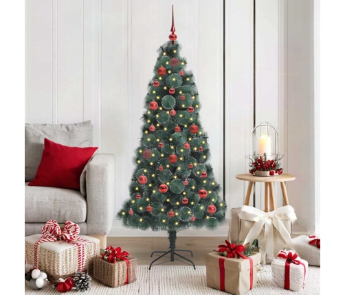 Mākslīgais Iepriekš Apgaismotais Ziemassvētku Eglīte Ar Bumbiņu Komplektu Vidaxl