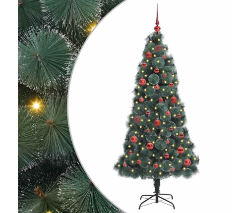 Mākslīgais Iepriekš Apgaismotais Ziemassvētku Eglīte Ar Bumbiņu Komplektu Vidaxl