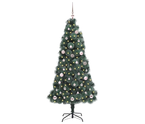 Mākslīgais Iepriekš Apgaismots Ziemassvētku Koks Ar Bumbiņu Komplektu Vidaxl