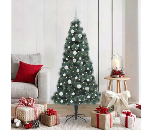 Mākslīgais Izgaismotais Ziemassvētku Koks Ar Bumbu Komplektu Vidaxl