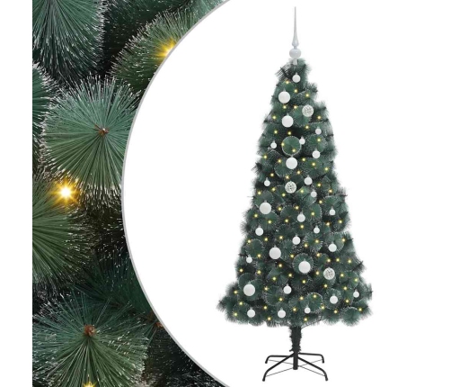 Mākslīgais Izgaismotais Ziemassvētku Koks Ar Bumbu Komplektu Vidaxl