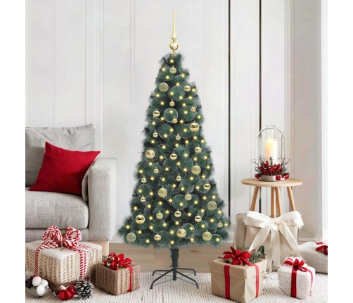 Mākslīgā Iepriekš Apgaismota Ziemassvētku Eglīte Ar Bumbiņu Komplektu Vidaxl