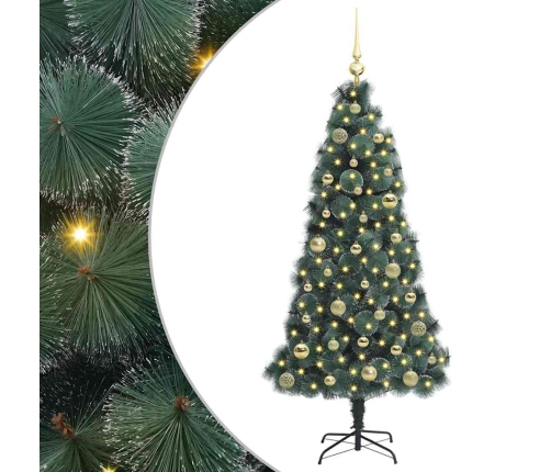 Mākslīgā Iepriekš Apgaismota Ziemassvētku Eglīte Ar Bumbiņu Komplektu Vidaxl