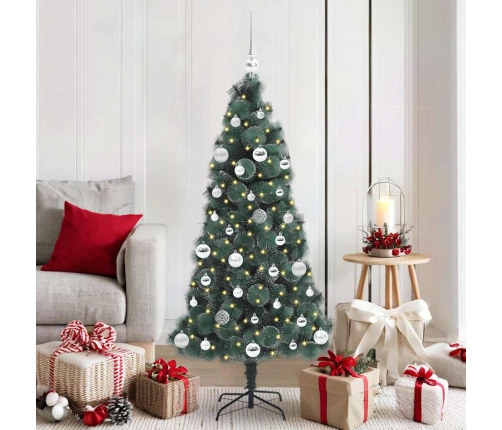 Mākslīgā Iepriekš Izgaismota Ziemassvētku Egle Ar Bumbiņu Komplektu Vidaxl