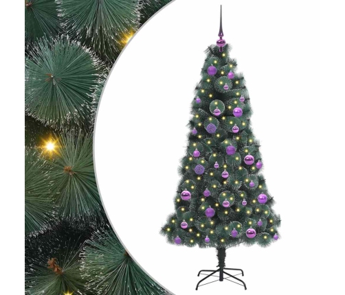 Mākslīgā Iepriekš Apgaismota Ziemassvētku Egle Ar Bumbiņu Komplektu Vidaxl