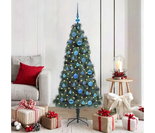 Mākslīgais Iepriekš Apgaismots Ziemassvētku Koks Ar Bumbiņu Komplektu Vidaxl