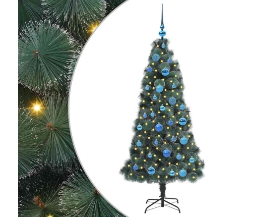 Mākslīgais Iepriekš Apgaismots Ziemassvētku Koks Ar Bumbiņu Komplektu Vidaxl