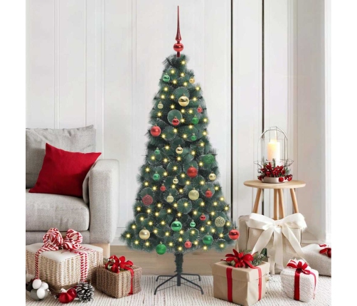 Mākslīgais Iepriekš Apgaismotais Ziemassvētku Koks Ar Bumbu Komplektu Vidaxl