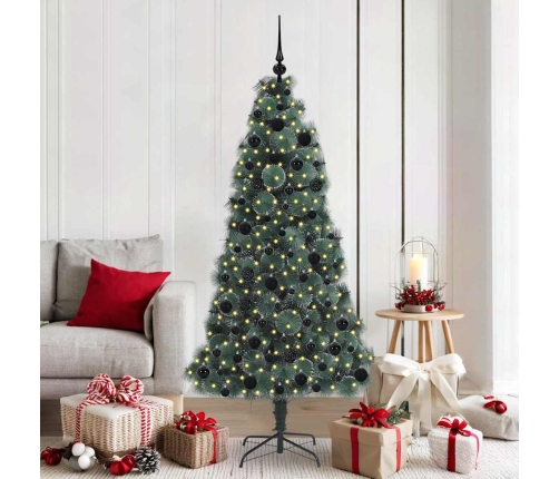 Mākslīgais Iepriekš Apgaismots Ziemassvētku Koks Ar Bumbiņu Komplektu Vidaxl