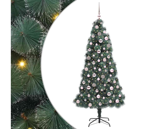 Mākslīgais Iepriekš Apgaismotais Ziemassvētku Koks Ar Bumbu Komplektu Vidaxl