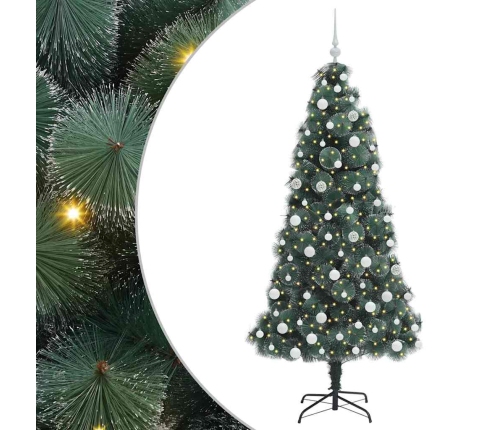 Mākslīgais Iepriekš Apgaismots Ziemassvētku Koks Ar Bumbiņu Komplektu Vidaxl