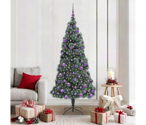 Mākslīgā Iepriekš Apgaismotā Ziemassvētku Eglīte Ar Bumbiņu Komplektu Vidaxl
