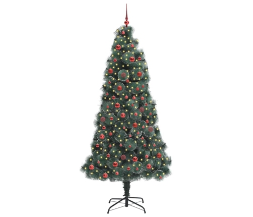 Mākslīgais Iepriekš Apgaismotais Ziemassvētku Koks Ar Bumbu Komplektu Vidaxl