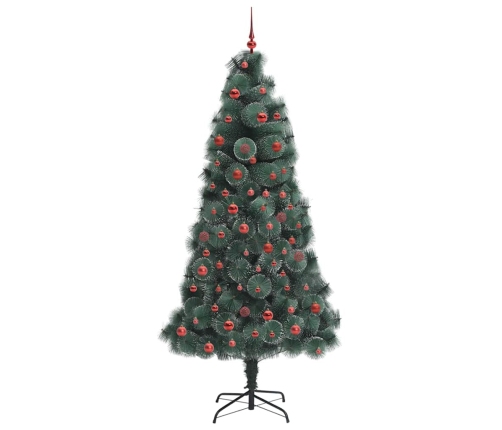 Mākslīgais Iepriekš Apgaismotais Ziemassvētku Koks Ar Bumbu Komplektu Vidaxl