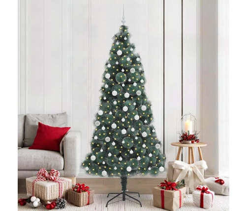 Mākslīgais Iepriekš Apgaismots Ziemassvētku Koks Ar Bumbiņu Komplektu Vidaxl