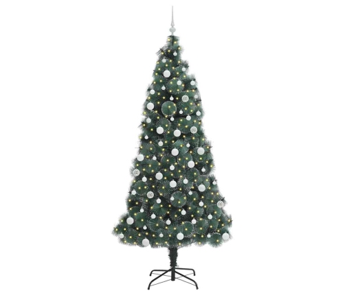 Mākslīgais Iepriekš Apgaismots Ziemassvētku Koks Ar Bumbiņu Komplektu Vidaxl