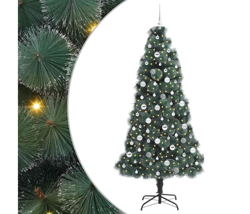 Mākslīgais Iepriekš Apgaismotais Ziemassvētku Eglīte Ar Bumbiņu Komplektu Vidaxl