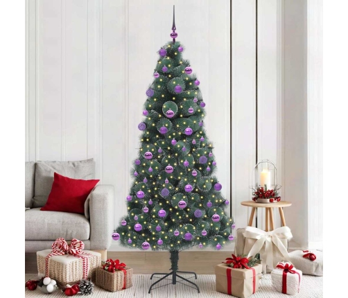 Mākslīgā Iepriekš Apgaismotā Ziemassvētku Eglīte Ar Bumbiņu Komplektu Vidaxl