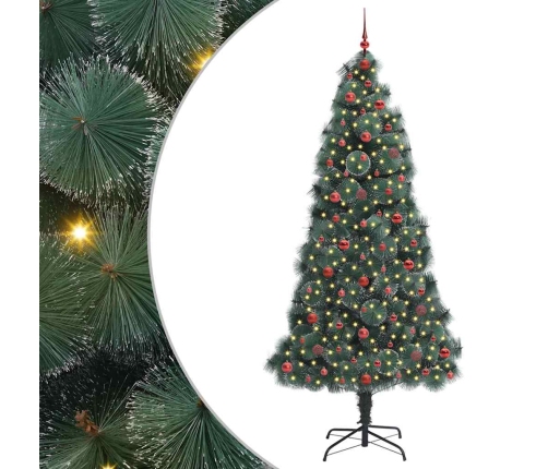 Mākslīgā Iepriekš Izgaismotā Ziemassvētku Egle Ar Bumbu Komplektu Vidaxl