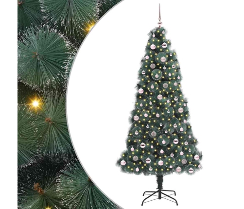 Mākslīgais Iepriekš Izgaismots Ziemassvētku Koks Ar Bumbiņu Komplektu Vidaxl