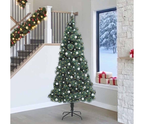 Mākslīgais Iepriekš Apgaismots Ziemassvētku Koks Ar Bumbiņu Komplektu Vidaxl