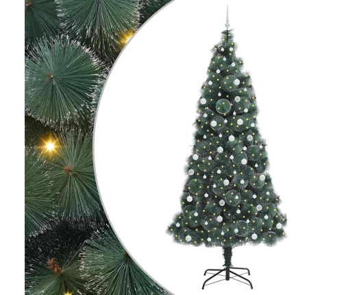 Mākslīgais Iepriekš Apgaismots Ziemassvētku Koks Ar Bumbiņu Komplektu Vidaxl