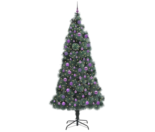 Mākslīgā Iededzināmā Ziemassvētku Egle Ar Bumbiņu Komplektu Vidaxl