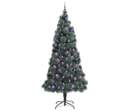 Mākslīgā Iededzināmā Ziemassvētku Egle Ar Bumbiņu Komplektu Vidaxl