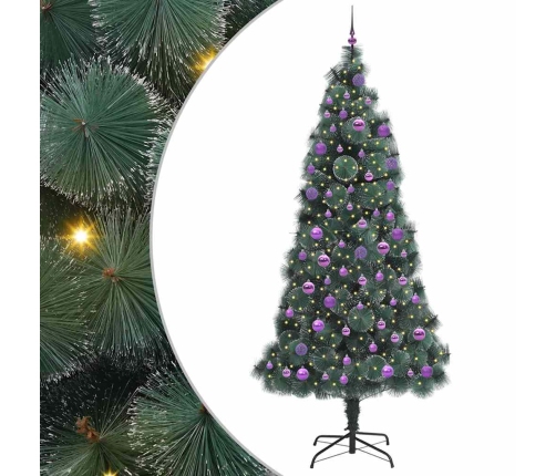 Mākslīgā Iededzināmā Ziemassvētku Egle Ar Bumbiņu Komplektu Vidaxl