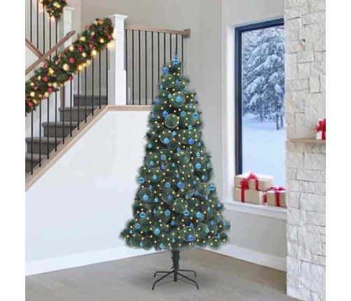 Mākslīgais Iepriekš Apgaismots Ziemassvētku Koks Ar Bumbu Komplektu Vidaxl